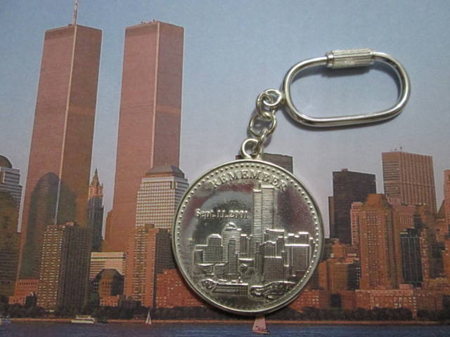 Moneta delle Torri Gemelle - Portachiavi (Argento) - Coin of the Twin Towers - Keyring (Silver)
