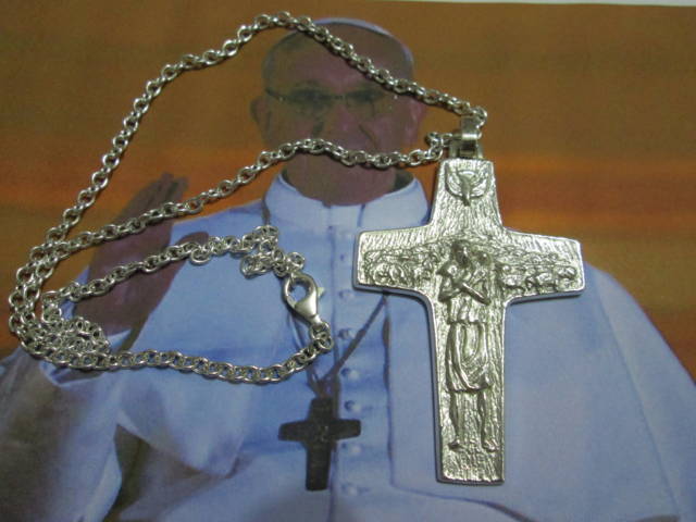Croce di Papa Francesco 7cm con Catena (Argento) - Pope Francis Cross 7cm with Chain (Silver)