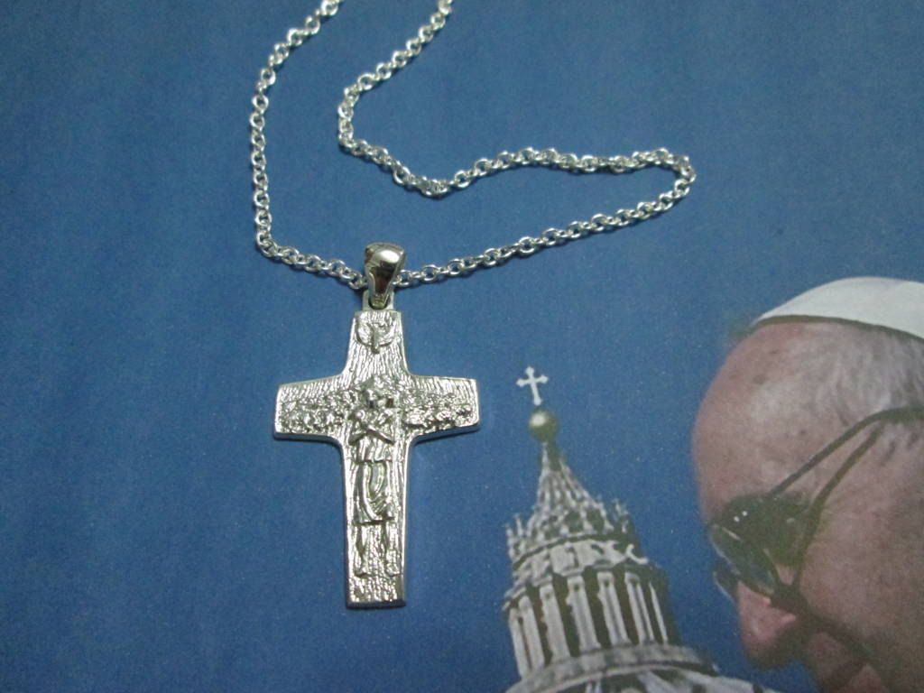 Croce di Papa Francesco 4cm con Catena (Argento) - Pope Francis Cross 4cm with Chain (Silver)