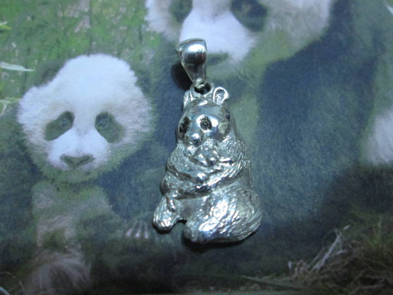 Panda e Cucciolo - Ciondolo (Argento) - Panda and Cub - Pendant (Silver)