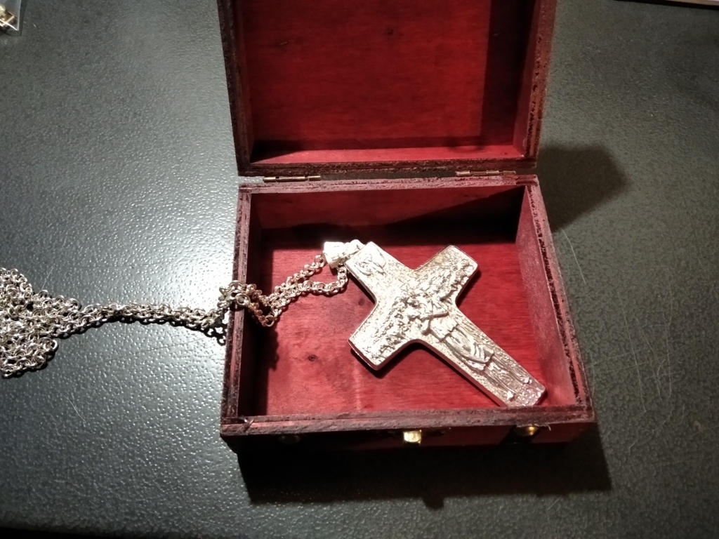 Croce di Papa Francesco 10cm con Catena (Argento) - Pope Francis Cross 10cm with Chain (Silver)